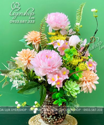 BÌNH HOA MẪU ĐƠN NHỎ Hoa giả, Hoa lụa đẹp, BÌNH HOA MẪU ĐƠN NHỎ