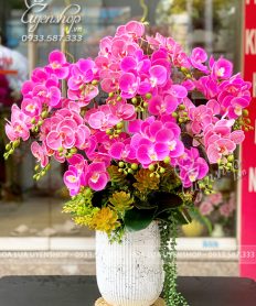 Hoa giả, Hoa lụa đẹp, CHẬU LAN HỒ ĐIỆP TONE TÍM