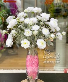 Hoa giả, Hoa lụa đẹp, BÌNH HOA MAO LƯƠNG TRẮNG