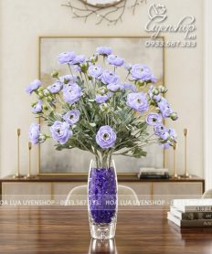 Hoa giả, Hoa lụa đẹp, BÌNH HOA MAO LƯƠNG TÍM SANG TRỌNG