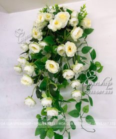 Hoa giả, Hoa lụa đẹp, GIỎ HOA HỒNG TREO TƯỜNG