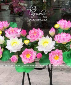 Hoa giả, Hoa lụa đẹp, HOA SEN NGHỆ NHÂN CAO CẤP