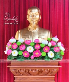 Hoa giả, Hoa lụa đẹp, HOA SEN TRANG TRÍ TƯỢNG BÁC