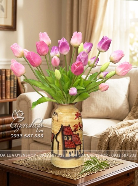 Zoom với BÌNH HOA TULIP MIX MÀU