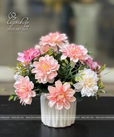 Hoa giả, Hoa lụa đẹp, LỌ HOA NHỎ ĐỂ BÀN