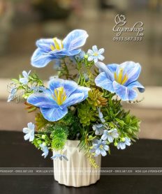 Hoa giả, Hoa lụa đẹp, LỌ HOA TULIP NHỎ ĐỂ BÀN