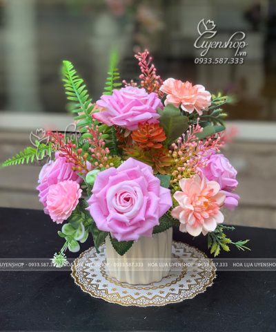 LỌ HOA NHỎ ĐỂ BÀN Hoa giả, Hoa lụa đẹp, LỌ HOA NHỎ ĐỂ BÀN