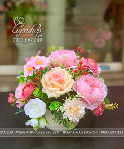 LỌ HOA NHỎ ĐỂ BÀN Hoa giả, Hoa lụa đẹp, LỌ HOA NHỎ ĐỂ BÀN