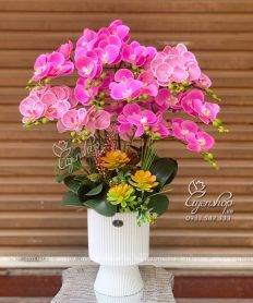Hoa giả, Hoa lụa đẹp, BÌNH LAN HỒ ĐIỆP TRANG TRÍ DECOR