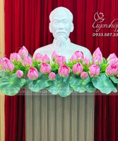 Hoa giả, Hoa lụa đẹp, LÃNG HOA SEN QUAN ÂM TRANG TRÍ BỤC BÁC