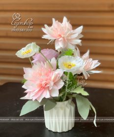 Hoa giả, Hoa lụa đẹp, LỌ HOA NHỎ ĐỂ BÀN