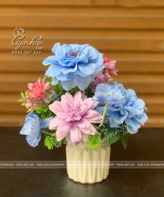 Hoa giả, Hoa lụa đẹp, LỌ HOA NHỎ ĐỂ BÀN