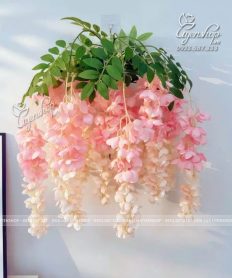 Hoa giả, Hoa lụa đẹp, GIỎ HOA TỬ ĐẰNG TREO TƯỜNG