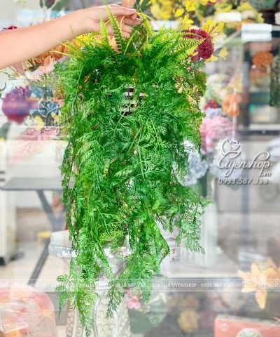 GIỎ LÁ XANH TREO TƯỜNG Hoa giả, Hoa lụa đẹp, GIỎ LÁ XANH TREO TƯỜNG