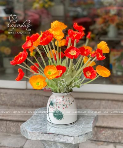 LỌ HOA POPPY NHỎ ĐỂ BÀN Hoa giả, Hoa lụa đẹp, LỌ HOA POPPY NHỎ ĐỂ BÀN
