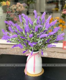 Hoa giả, Hoa lụa đẹp, BÌNH HOA OẢI HƯƠNG TÍM