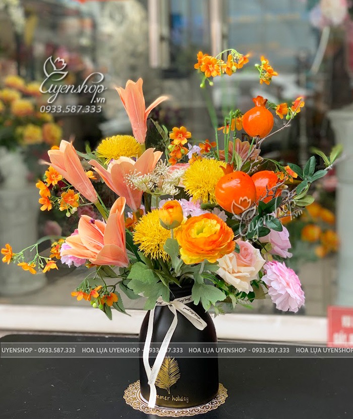 Zoom với BÌNH HOA LỤA NHỎ ĐỂ BÀN