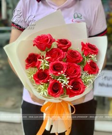 Hoa giả, Hoa lụa đẹp, BÓ HOA HỒNG SÁP ĐỎ
