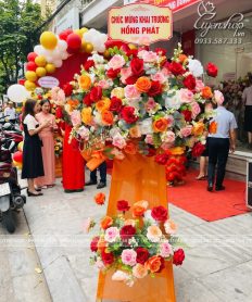LÃNG HOA LỤA 2 TẦNG CHÚC MỪNG, KHAI TRƯƠNG