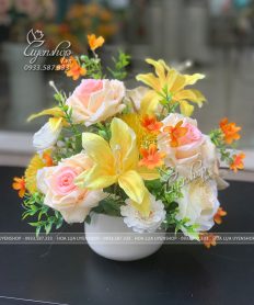 Hoa giả, Hoa lụa đẹp, LỌ HOA NHỎ ĐỂ BÀN GIÁO VIÊN
