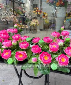 Hoa giả, Hoa lụa đẹp, LÃNG HOA SEN TƯỢNG BÁC CẮM SẴN