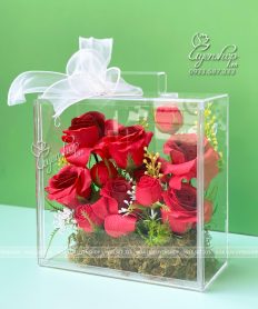 Hoa giả, Hoa lụa đẹp, HỘP HOA SÁP MICA CAO CẤP
