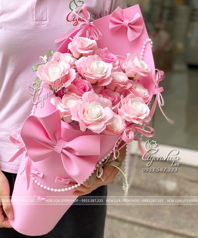 BÓ HOA ỐC QUẾ TONE HỒNG BÓ HOA ỐC QUẾ TONE HỒNG