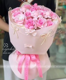 BÓ HOA SÁP TRÒN TONE HỒNG
