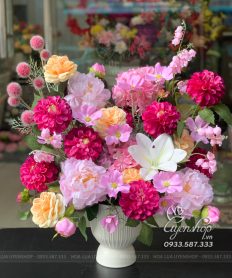 BÌNH HOA MIX NGHỆ THUẬT TONE HỒNG